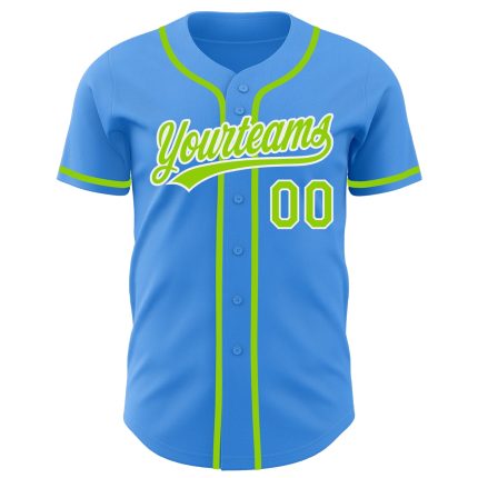 Custom Authentic Baseball Jersey with Personalized Name and Number, Electric Blue and Neon Green-White Design Personalized