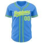 Personalized Electric Blue and Neon Green Baseball Jersey for Custom Sports Wear Personalized Electric Blue Neon Green-White