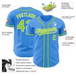 Personalized Electric Blue and Neon Green Baseball Jersey for Custom Sports Wear Personalized Electric Blue Neon Green-White