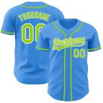 Personalized Electric Blue and Neon Green Baseball Jersey for Custom Sports Wear Personalized Electric Blue Neon Green-White