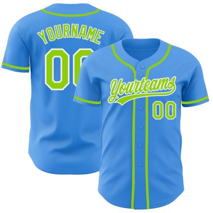 Personalized Electric Blue and Neon Green Baseball Jersey for Custom Sports Wear Personalized Electric Blue Neon Green-White