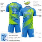 Custom Sublimation Soccer Jersey with Personalized Electric Blue Neon Green-White Lines, Team Name & Number Personalized