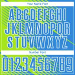 Custom Sublimation Soccer Jersey with Personalized Electric Blue Neon Green-White Lines, Team Name & Number Personalized