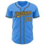 Personalized Electric Blue Black Gold Baseball Jersey for Men and Women Personalized Electric Blue Old Gold-Black Baseball