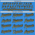 Electric Blue Varsity Bomber Jacket Personalized Old Gold-Black Full-Snap Letterman Jacket Personalized Electric Blue Old