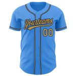 Personalized Electric Blue Navy Baseball Jersey with Old Gold Accents Personalized Electric Blue Old Gold-Navy Baseball Jersey