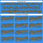 Personalized Electric Blue Navy Baseball Jersey with Old Gold Accents Personalized Electric Blue Old Gold-Navy Baseball Jersey