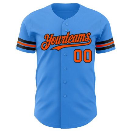 Personalized Electric Blue Orange Black Baseball Jersey - Custom Sports Apparel Personalized Electric Blue Orange-Black Baseball