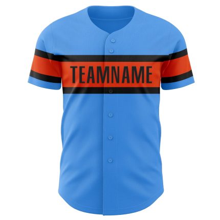 Personalized Electric Blue Orange Black Baseball Jersey for Men Women Youth Personalized Electric Blue Orange-Black Baseball