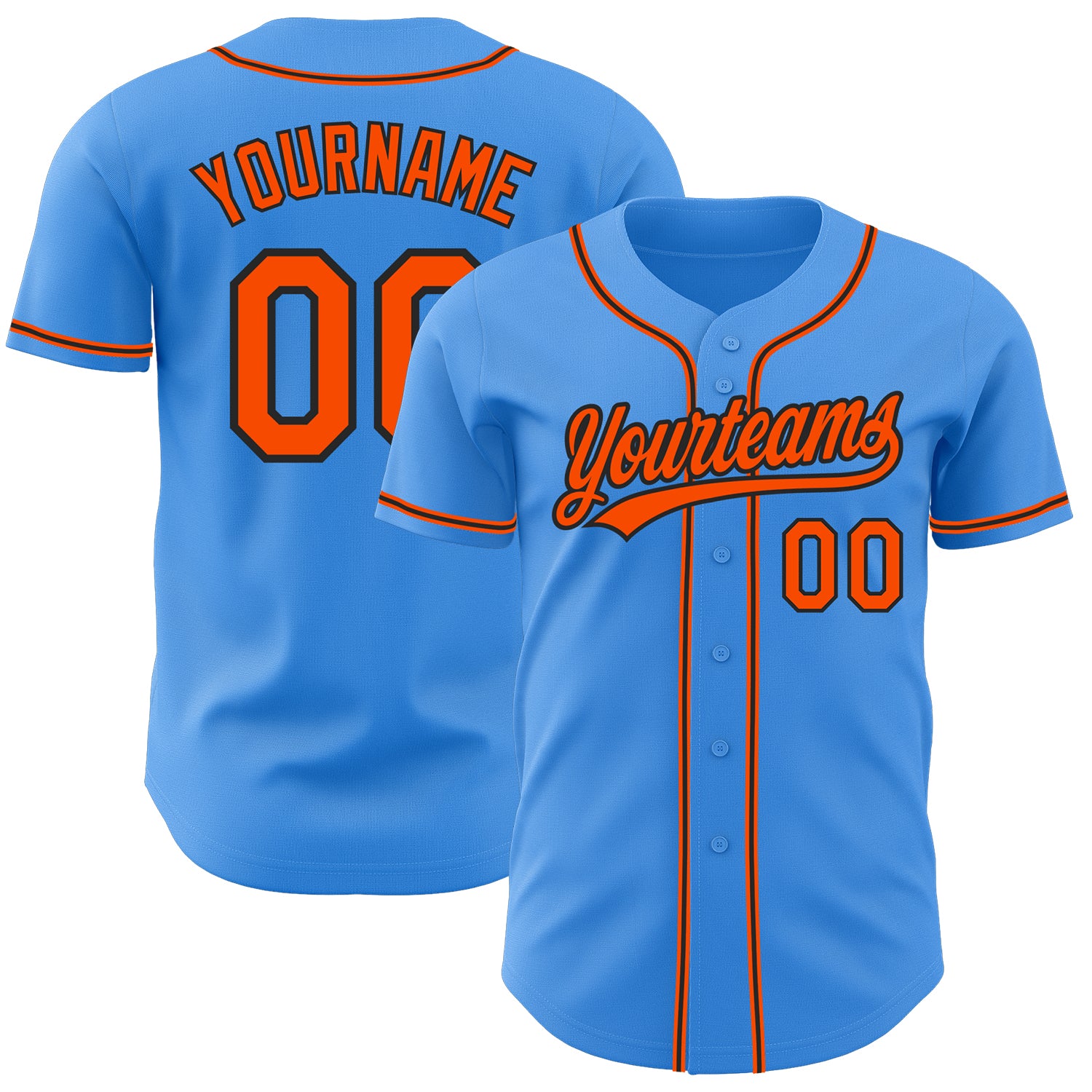 Personalized Electric Blue Orange Black Baseball Jersey for Men Women Kids Personalized Electric Blue Orange-Black Baseball