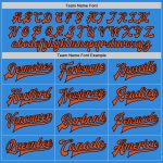 Personalized Varsity Letterman Jacket in Electric Blue, Orange & Black - Full-Snap Bomber Style Personalized Electric Blue
