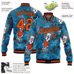 Personalized Electric Blue Orange Black 3D Bomber Varsity Letterman Jacket for Music Festival Casual Wear Personalized Electric