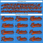 Personalized Electric Blue Hockey Jersey with Orange and Black Laces - Custom Lace Neck Design Personalized Electric Blue