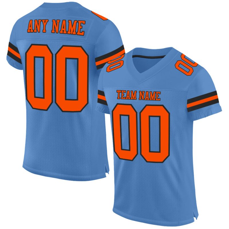 Personalized Electric Blue Orange Black Football Jersey - Custom Sports Jersey 2 Personalized Electric Blue Orange-Black