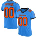 Personalized Electric Blue Orange Black Mesh Football Jersey for Men and Women Personalized Electric Blue Orange-Black Mesh