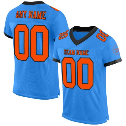 Personalized Electric Blue Orange Black Mesh Football Jersey for Men and Women Personalized Electric Blue Orange-Black Mesh