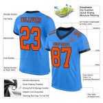 Personalized Electric Blue Orange Black Mesh Football Jersey for Men and Women Personalized Electric Blue Orange-Black Mesh