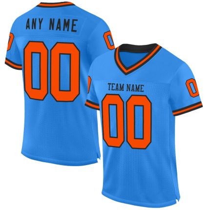 Personalized Electric Blue Orange Black Throwback Football Jersey Mesh Personalized Electric Blue Orange-Black Mesh Throwback
