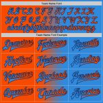 Electric Blue Orange-Navy Gradient Varsity Letterman Bomber Jacket - Personalized Full-Snap Fashion Jacket Personalized Electric