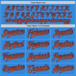 Electric Blue Orange-Navy Two-Tone Varsity Letterman Bomber Full-Snap Jacket Personalized Personalized Electric Blue Orange-Navy