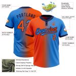 Custom Name Number Electric Blue Orange Navy Gradient Unisex Softball Jersey Fashion Two-Button Personalized Electric Blue