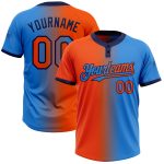 Custom Name Number Electric Blue Orange Navy Gradient Unisex Softball Jersey Fashion Two-Button Personalized Electric Blue