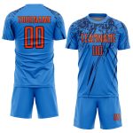 Personalized Electric Blue Orange-Navy Soccer Jersey - Custom Sublimation Uniform 2 Personalized Electric Blue Orange-Navy