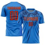 Personalized Electric Blue Orange-Navy Soccer Jersey - Custom Sublimation Uniform 2 Personalized Electric Blue Orange-Navy