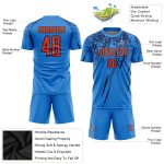 Personalized Electric Blue Orange-Navy Soccer Jersey - Custom Sublimation Uniform 2 Personalized Electric Blue Orange-Navy