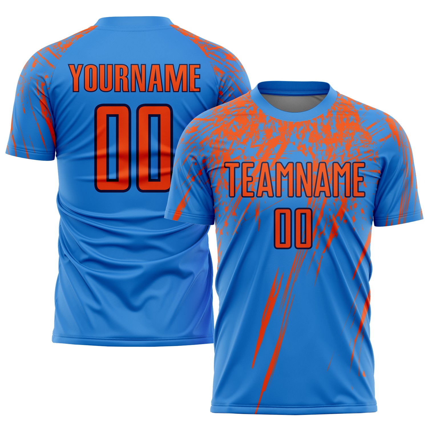 Custom Name and Number Personalized Soccer Uniform Jersey - Electric Blue Orange-Navy Sublimation Team Gear Personalized
