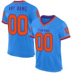 Personalized Electric Blue Orange Purple Mesh Football Jersey - Throwback Style Personalized Electric Blue Orange-Purple