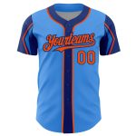 Electric Blue Orange-Royal Personalized Baseball Jersey in 3 Colors, Arm Shapes Design Personalized Electric Blue Orange-Royal