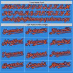 Electric Blue Orange-Royal Personalized Baseball Jersey in 3 Colors, Arm Shapes Design Personalized Electric Blue Orange-Royal