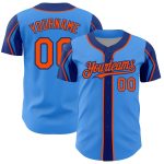 Electric Blue Orange-Royal Personalized Baseball Jersey in 3 Colors, Arm Shapes Design Personalized Electric Blue Orange-Royal