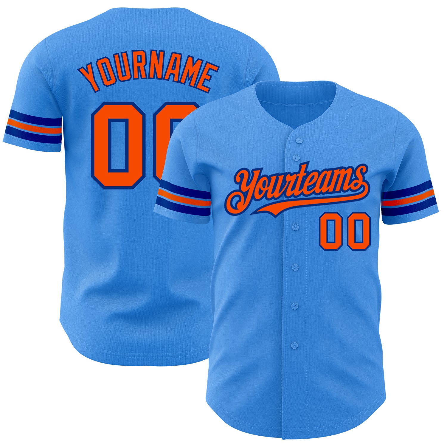 Personalized Electric Blue Orange-Royal Baseball Jersey - Authentic Sports Apparel Personalized Electric Blue Orange-Royal