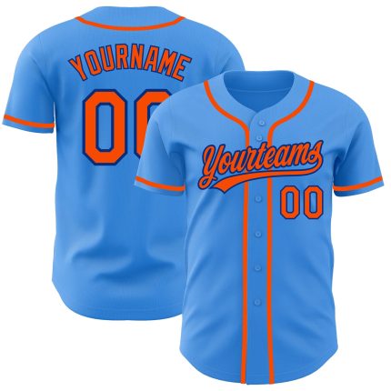 Custom Authentic Baseball Jersey - Personalized Electric Blue Orange-Royal with Name and Number Personalized Electric Blue