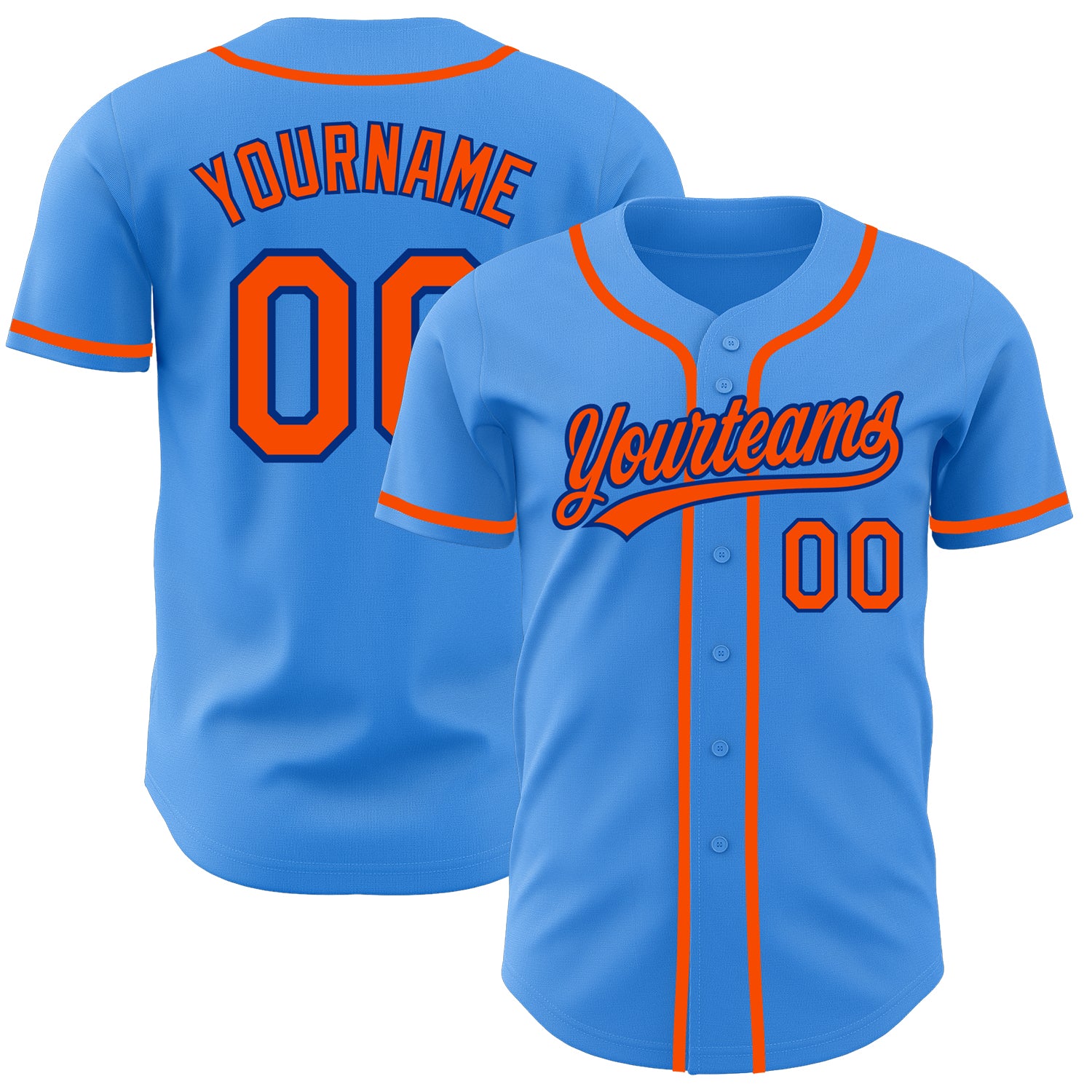 Custom Authentic Baseball Jersey - Personalized Electric Blue Orange-Royal with Name and Number Personalized Electric Blue