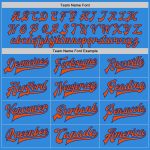 Personalized Blue Orange-Royal Bomber Varsity Letterman Jacket - Full-Snap Design Personalized Electric Blue Orange-Royal