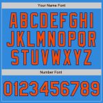 Electric Blue Orange-Royal Personalized Varsity Letterman Bomber Jacket Full-Snap Two Tone Personalized Electric Blue Orange-Royal