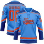 Personalized Electric Blue Orange Royal Hockey Jersey with Lace Neck Personalized Electric Blue Orange-Royal Hockey Lace