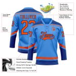 Personalized Electric Blue Orange Royal Hockey Jersey with Lace Neck Personalized Electric Blue Orange-Royal Hockey Lace