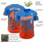 Personalized 3D Gradient Twinkle Star Baseball Jersey in Electric Blue and Orange-White Personalized Electric Blue Orange-White