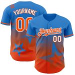 Custom Name Number Baseball Jersey - Personalized Twinkle Star Gradient Design in Electric Blue Orange-White 3D Pattern Personalized