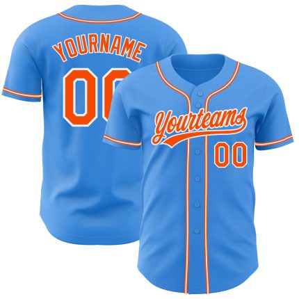 Custom Electric Blue and Orange-White Baseball Jersey with Personalized Name and Number - Authentic Team Apparel Personalized