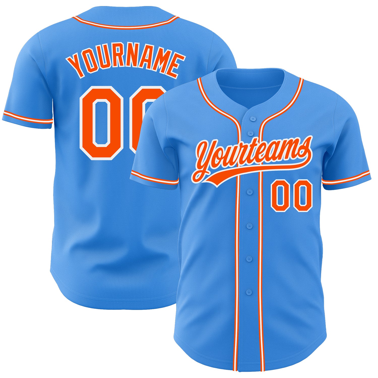 Custom Electric Blue and Orange-White Baseball Jersey with Personalized Name and Number - Authentic Team Apparel Personalized