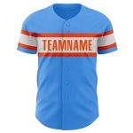 Personalized Electric Blue and Orange Baseball Jersey for Adults and Kids Personalized Electric Blue Orange-White Baseball