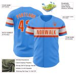 Personalized Electric Blue and Orange Baseball Jersey for Adults and Kids Personalized Electric Blue Orange-White Baseball