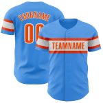 Personalized Electric Blue and Orange Baseball Jersey for Adults and Kids Personalized Electric Blue Orange-White Baseball