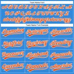 Personalized Electric Blue Baseball Jersey with Orange-White Accents Personalized Electric Blue Orange-White Baseball Jersey