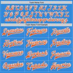 Electric Blue Orange White Two Tone Varsity Letterman Bomber Jacket Personalized Full-Snap Personalized Electric Blue Orange-White